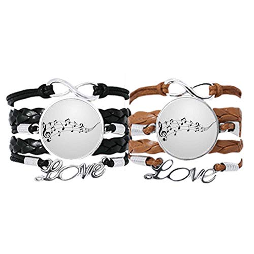 Bracelet tendance en cuir style art déco avec cordon de serrage et motif staff de musique flappg