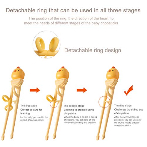 Training Chopsticks for Kids and Beginners - 1 Pair Chopstick with Attachable Learning Chopstick Helper - Right Handed Only