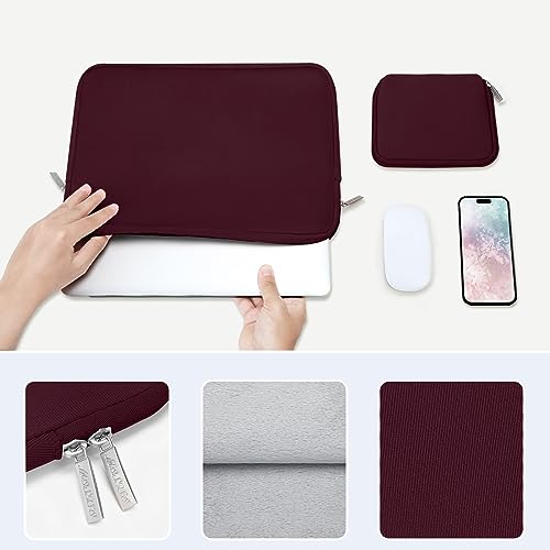 Image of MOSISO Laptop Case 13.3 inch, 13-13.3 inch Laptop Sleeve Bag Compatible with MacBook Air /Pro 13 /Pro 14 M5 M4 M3 M2 M1, HP Dell ASUS Lenovo, Neoprene Computer Sleeve Bag with Small Case, Wine Red