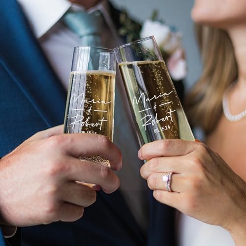 Personalized Wedding Champagne Flutes Set of 2, Mr...