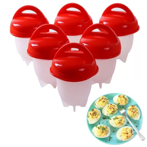 6 Pcs Egg Cooker,Silicone Egg Poacher Cups,Hard Boiled Egg,Egg Coddler,Hard Boiled Eggs,Boiled Eggs, Non-Stick Egg Boiler Poachers,Shell-Free Egg Cooker Set, For Fast Poaching Egg For Breakfast
