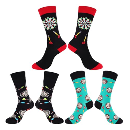 Zidoley 3 Paare Darts Socken, Zubehör Gadgets Herren, Dart Geschenke für Männer, Deko Personalisierte Geschenk für Dartspieler, Fanartikel Merch