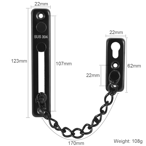 304 Stainless Steel Anti-Theft Chain Hotel, Apartment, Room Door Anti-Theft Security Lock Buckle Anti-Theft Door Lock Chain Lock - Image 2