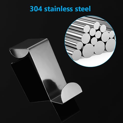 flintronic Over Door Hooks, 8PCS Heavy-Duty Over Door Hanger, Stainless Steel Coat Hooks Wall Mounted for Doors Bedroom - Image 3