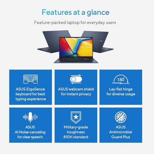 Image of ASUS 2023 Vivobook 15 Laptop, 15.6 inch FHD Display, Intel Core i3-1215U(up to 4.4GHz), 24GB RAM, 1TB SSD, Intel UHD Graphics, WiFi, USB-A&C, HDMI, Windows 11 Home in S Mode