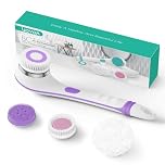 VOYOR Electric Body Brush Back Scrubber Body Exfoliator Shower Brush with Long Handle Rechargeable USB Charging Deep Cleansing Exfoliating Scrubber Soft Silicone Waterproof Bath Brush BC100 (Purple)