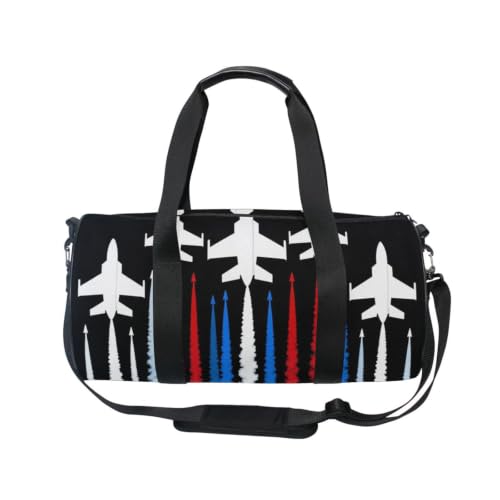 Bolsa de gimnasio ligera con bolsillo interior y estampado de aviones de EE. UU. 2