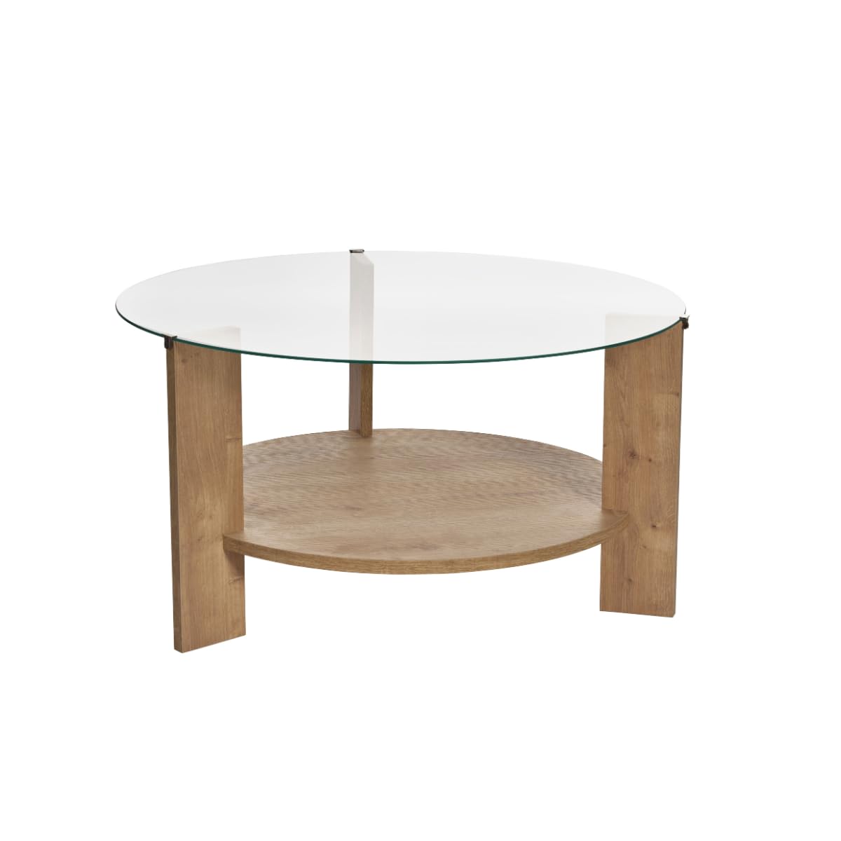 Calicosy – Table Basse 2 Plateaux avec Plateau Verre Trempé Transparent – Piètement Bois Mélaminé PEFC – 75x75x40 Cm – Épaisseur 18 Mm – Design Élégant Et Durable – Modèle Clara