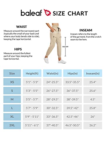 Baleaf Women's Joggers Lightweight Hiking Pants High Waist 5 Zipper Pockets Quick Dry Travel Athletic Upf50+ Khaki S #TOP6