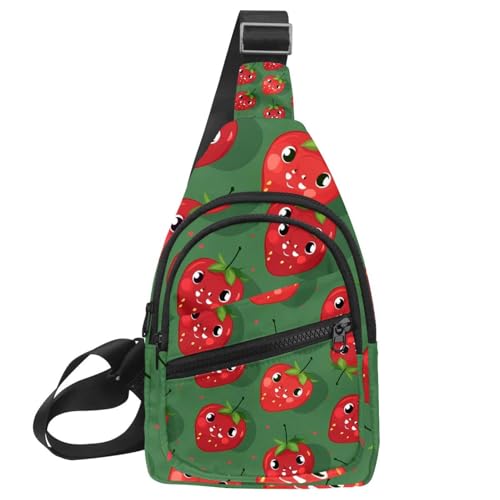Sac à dos à bandoulière ajustable Happy Strawberry avec sangle ergonomique