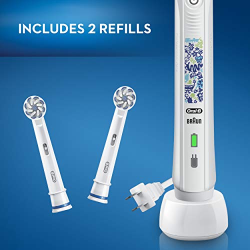 Oral-B Kids Electric Toothbrush With Coaching Pressure Sensor And Timer, Rechargeable Toothbrush With (2) Brush Heads, Sparkle & Shine #TOP3