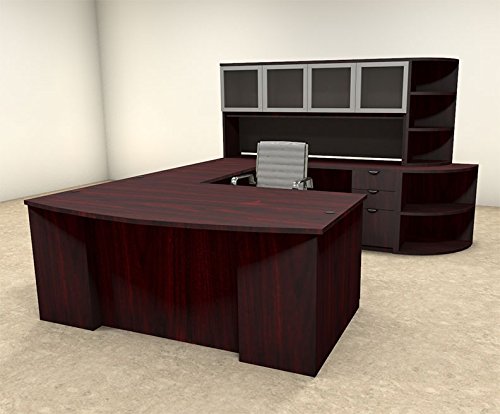 6pc U Shape Modern Contemporary Executive Office Desk Set OF-CON-U43
