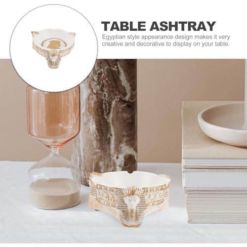 Cendrier de table égyptien en résine blanche pour maison - 8