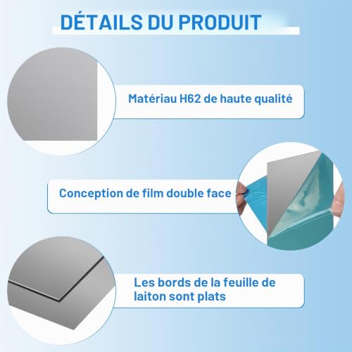 LALAGO 4 Pièces 15 x 15cm Plaques d'Acier Inoxydable 304, Tôle en Acier Inoxydable de 0,5 mm d'Épaisseur avec Film Double Face, Tôle Métallique Non Magnétique Carrée en Tôle Fine pour Réparation DIY – vue 4