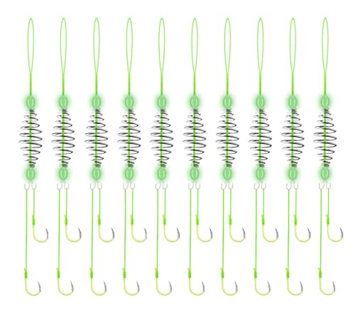 Carp Fishing Hair Rigs Equipment, 10pcs Bait Cage Trap Fishing Hooks with Spring Feeder (8#)