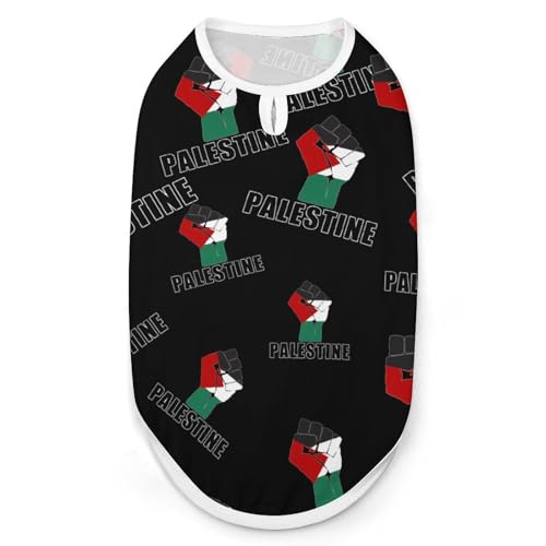 Image of Free Palestine Palestinian Flag Dog Shirt Clothes Cat Costume Pet Pajamas for Small Medium Clothes Jacket M