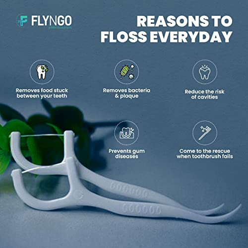 FLYNGO 3 in 1 Tooth Cleaning Dental Floss Toothpicks Plastic Set for Clean Teeth Fresh Breath and Healthy Gums, 50 Piece Set (White) (1) - Image 5