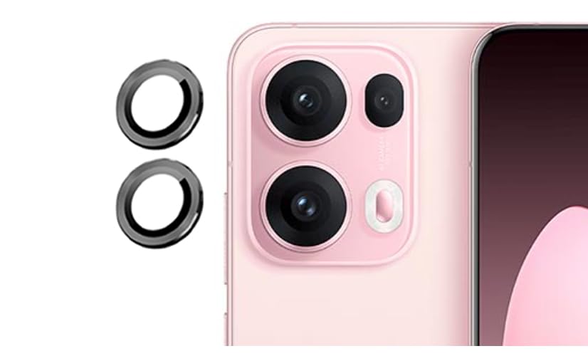 Image of imluckies Camera Ring Lens Protector (Aluminum with Tempered Glass) Compatible for Oppo Reno 13 Pro - Black (Pack of 2 rings)