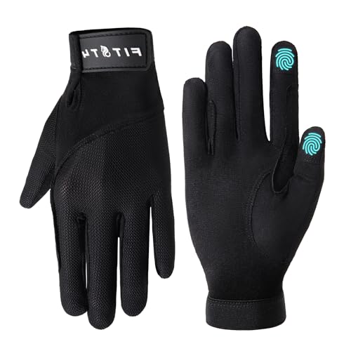 FitsT4 Sports Horse Riding Gloves Equestrian Women Mesh Breathable Gloves for Horseback Riding Touchscreen Black M