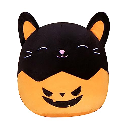 Image of ZRSWQYBZ Halloween Black Cat Plush Pillow Toy,Cute Soft Cow Stuffed Animals Great Gift for Kids Birthdays, Christmas (Pumpkin Cat)