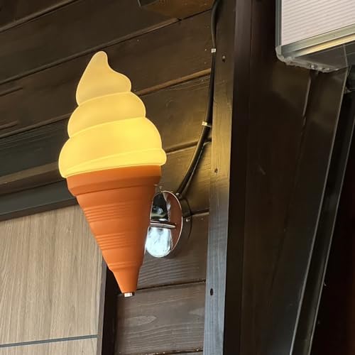 Image of Cute Ice Cream Cones Wall Sconce, Plastic Wall Light, Modern Children's Room Lighting for Children's Room Cafe in Orange