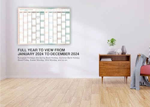 2024 Wall Planner A1 Large Wall Calendar 2024 Yearly Planner Jan to Dec Full Year Planning Student Family Home School Office Work Chart Annual Poster Approx 59.4 X 84.1 Cm (A1 Multi Planner)