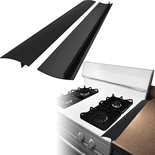 Stove Gap Covers, Kitchen Silicone Stove Counter Gap Cover, Stove Protector, Heat Resistant Oven Cover, Stove Gap Filler, Seals Gaps Cover Between Stovetop and Counter(2 Pack, 21 In, Black)