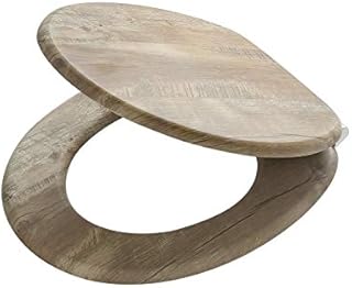 Tiger Toilettensitz Hetta, WC-Sitz mit Absenkautomatik und Soft-Touch-Oberfläche, Holz, Farbe: Braun Rustikal, Metallbefestigung