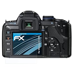 atFoliX Schutzfolie kompatibel mit Olympus E-520 Folie, ultraklare FX Displayschutzfolie (3X)