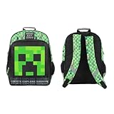 Mochila infantil com personagem Minecraft Creeper de 40,6 cm para escola e viagens
