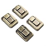 Yhenlovtt 4 serrature in ferro antico con fibbia a clip vintage per portagioie, valigie e scatole di legno in bronzo verde, argento, oro o giallo bran (L bronzo verde)