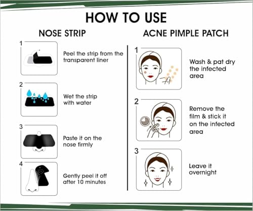 Image of Charcoal Nose Strips for Blackheads & Whiteheads | Deep Cleansing Pore Strips for Smoother Looking Skin | Unisex Skin Care (Pack of 10)