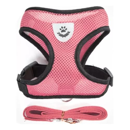Coleira Peitoral Com Guia Regulável Pet Cachorro Gato (Rosa, P)