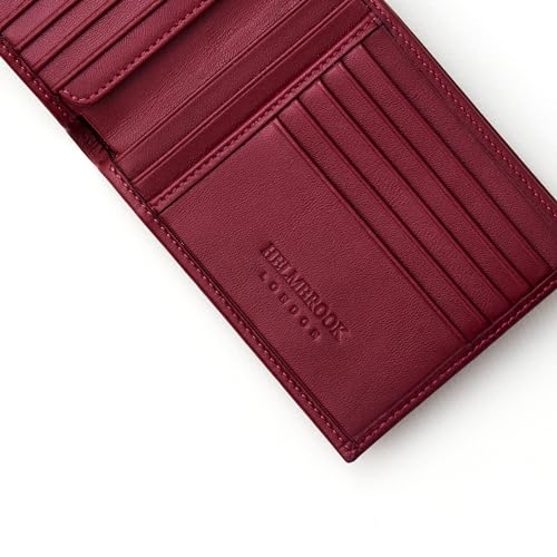 Wallet for Men, Slim Minimalist RFID Full Grain Leather, Handcrafted Bifold, 6 Card Slots, Gift Box Pouch, Christmas Birthday, Burgundy2