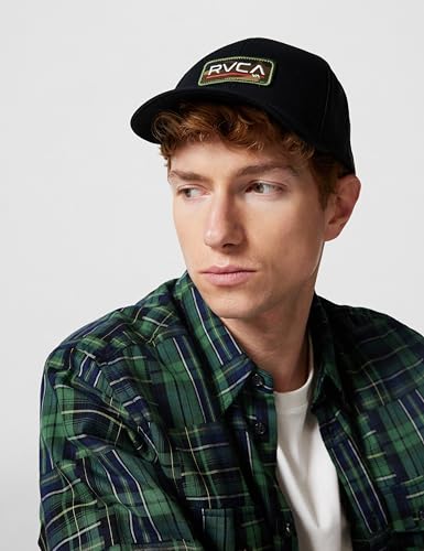 Image of RVCA Men's Curved Brim Trucker Hat, Structured Hat with Curved Bill, Adjustable Snapback Closure