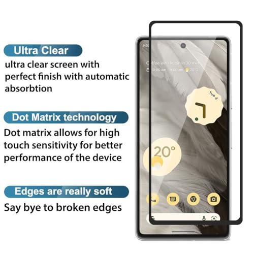 Image of POPIO Tempered Glass Screen Protector Compatible For Google Pixel 7 (Black) With Edge-To-Edge Protector Coverage And Easy Installation Kit For Smartphone