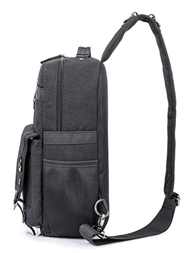 H HIKKER-LINK Canvas Messenger Bag Retro Sling Backpack Crossbody Satchel Black