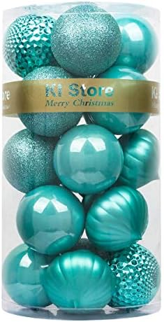 KI Store Black Christmas Baubles 60mm Christmas Tree Decoration Ornaments 34pcs Shatterproof Balls for Halloween Xmas Hanging Decorations Festival Holiday Decor