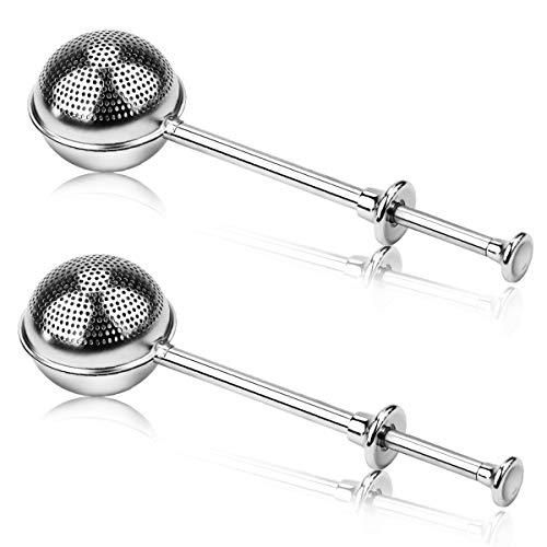 WYKOO Pack of 2 Sugar Flour and Powdered Shaker Duster with Stainless Steel Spring-operated Handle One-handed Operation Shaker Duster for Spices Confectioners or Meringue Powder 7 x 2 Inch
