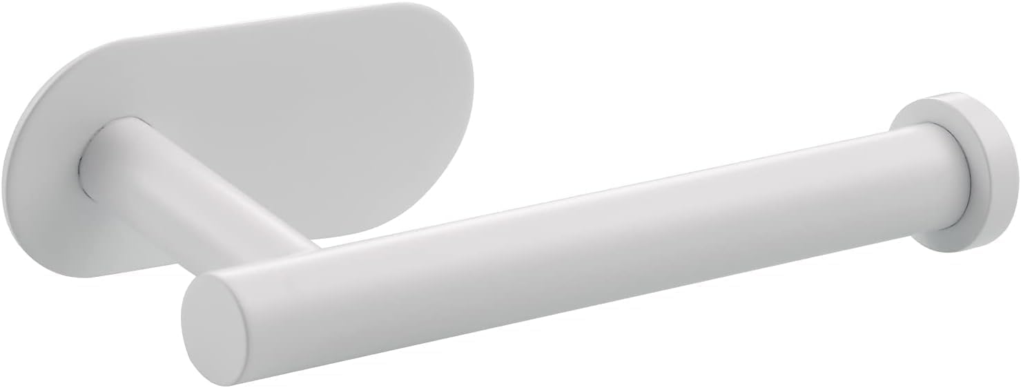Toilet Roll Holder Wall Mounted, God Self Adhesive Toilet Roll Holder SUS 304 Stainless Steel Toilet Paper Holder No Drilling for Bathroom (Brushed Brass) (White)