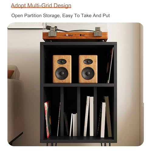 Meuble stéréo marron clair, support audio élégant avec étagère multimédia ouverte - 5