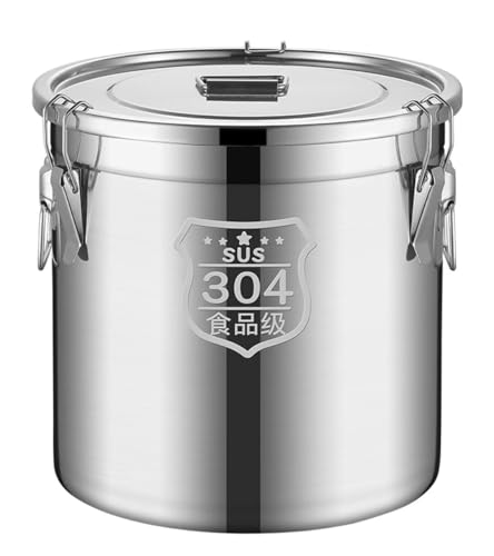 Barattolo ermetico in acciaio inox per olio, latte, vino, riso, fagioli, tè, resistente alle perdite, con coperchio ad anello in gomma siliconica e chiusura a scatto