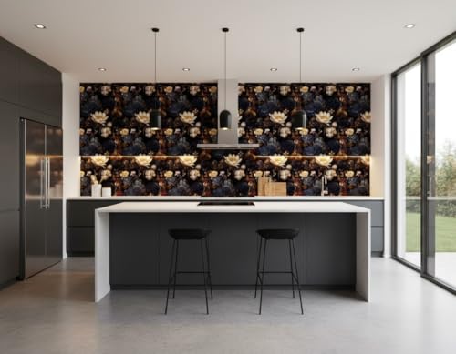 Image of VKR 3D Floral Wallpaper, Self Adhesive Decorative Peel and Stick Wall Covering Sticker for Bedroom, Living Room and Office (45 x 300 cm, Brown Flower) Pack of 1