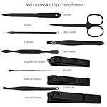 Manicure Set Nail Clippers Kit Professional Stainless Steel Nail Care Tools with Leather Travel Case 10 in 1 Black - Image 5