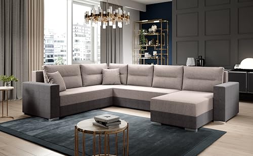 Generisch Captain Sofa Couch Garnitur Ecksofa U mit Schlaffunktion Wohnlandschaft Malmo 94/Malmo 16 Stoff Breite 314 cm x Tiefe 217 cm