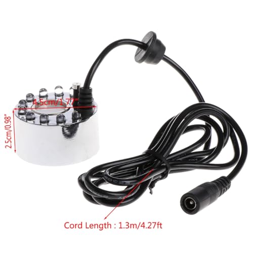 Image of ANM JK-20M 12 Led Ultrasonic Mist Maker Humidifier Fogger With Power Adapter,For Decorative Purpose,Garden,Aquarium,Ponds. 24V DC. (20Mm Ceramic Disc)