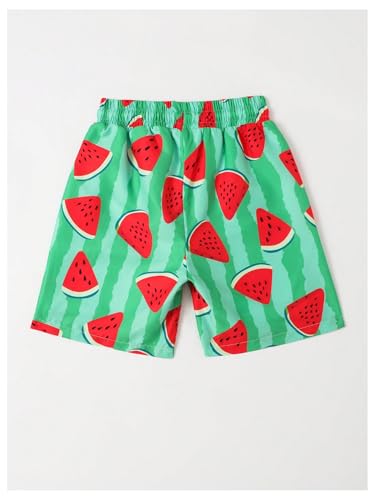 Boy's Swim Trunks Watermelon Print Swim Shorts Drawstring Waist Beach Shorts Bathing Suit2