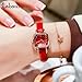 deselon Women Watch for Ladies Female Square Small Slim Light Leather Band Waterproof Fashion Casual Simple Young Girls Gifts Red Wrist Watches