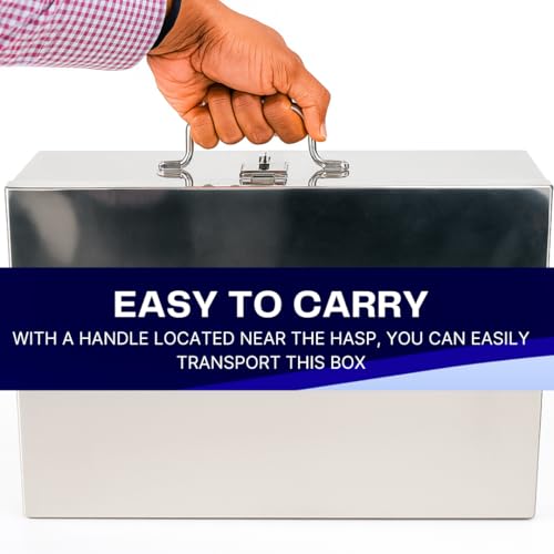 Image of Bin Buddy Large Steel Storage Lock Box for Padlock || 11'' x 14'' x 4'' || Store Valubles and Important Documents, Great for Mystery Games