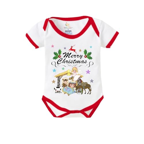 Image of baby wish Baby Christmas Bodysuits Newborn Santa Baby Romper Half Sleeve Unisex Romper Merry Christmas Party With Animal